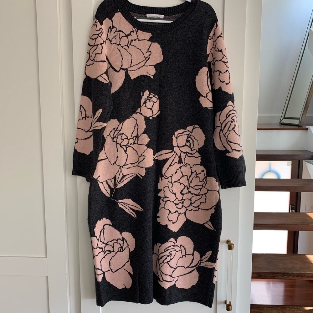 Calvin Klein roses sweater dress